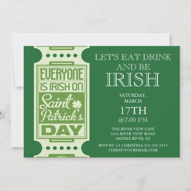Invitación Todos es fiesta del día de St Patrick del irlandés (Anverso)