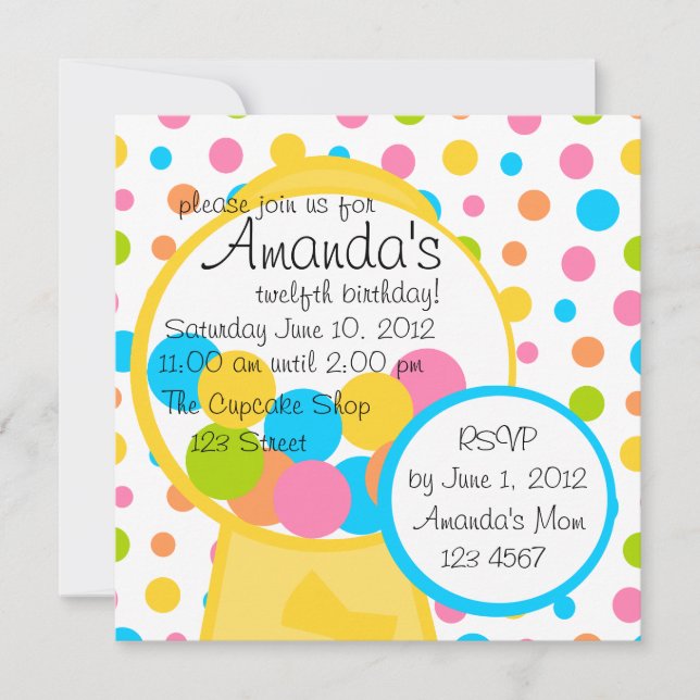Invitación ¡Todos Esos Gumballes! (Anverso)