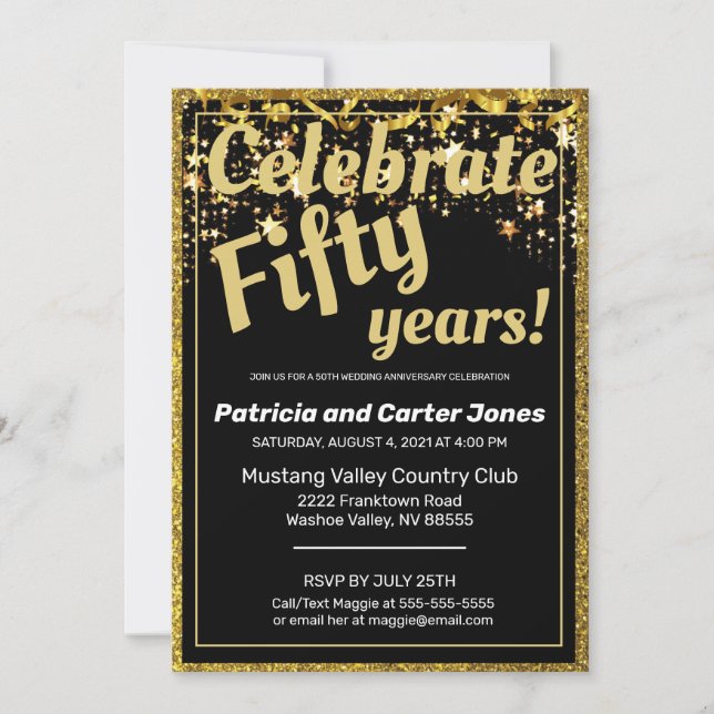 Invitación Todos esos Purpurinas 50 años (Anverso)