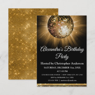 Invitación Todos los años Fiesta de Cumpleaños Dorada Sparkle