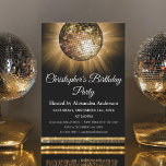 Invitación Todos los años Fiesta de Cumpleaños Dorada Sparkle<br><div class="desc">Cualquier Invitación de fiesta de cumpleaños Gold Disco Ball. La invitación a la fiesta de cumpleaños Gold y Black Sparkle Disco Ball es perfecta para una moderna fiesta de cumpleaños de oro de los años 70.</div>