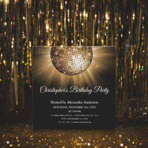 Invitación Todos los años Fiesta de Cumpleaños Dorada Sparkle