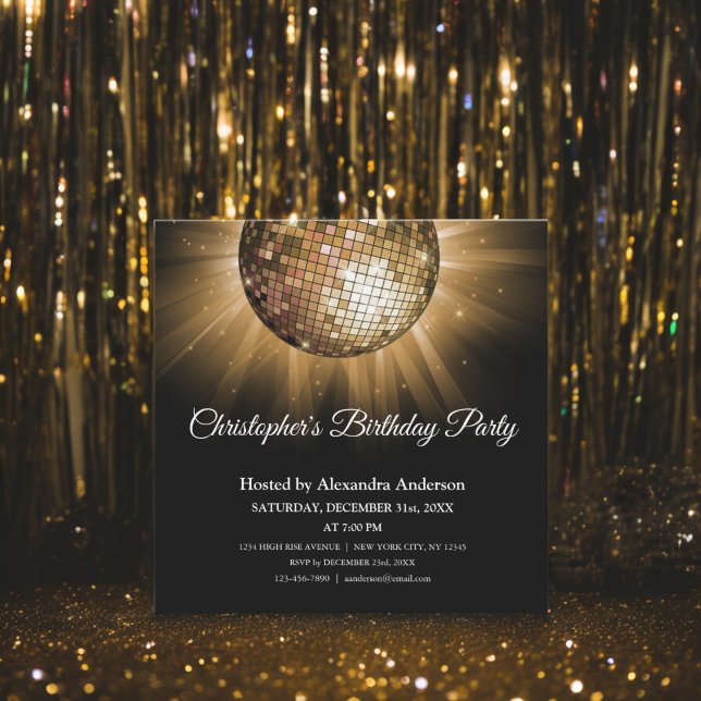 Invitación Todos los años Fiesta de Cumpleaños Dorada Sparkle (Subido por el creador)