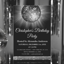 Invitación Todos los años fiesta de cumpleaños Silver Sparkle