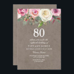 Invitación Todos los años Vintage White & Pink Roses Cumpleañ<br><div class="desc">All Years Vintage White & Pink Roses Cumpleaños hermoso diseño de acuarela floral elegante Personalizable completo / personalizado</div>