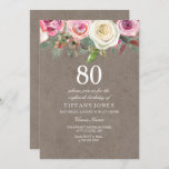 Invitación Todos los años Vintage White & Pink Roses Cumpleañ<br><div class="desc">All Years Vintage White & Pink Roses Cumpleaños hermoso diseño de acuarela floral elegante Personalizable completo / personalizado</div>