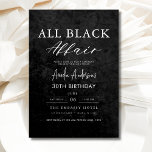 Invitación Todos los asuntos negros Fiesta de cumpleaños mode<br><div class="desc">Celebre con estilo esta invitación a la moderada elegancia del partido de cumpleaños All Black Affair, la manera perfecta de anunciar una noche inolvidable. Este diseño elegante y sofisticado presenta un llamativo fondo negro con acentos minimalistas para un toque de clase. Personalizar con los detalles del evento para fijar el...</div>