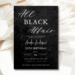 Invitación Todos los asuntos negros Fiesta de cumpleaños mode<br><div class="desc">Celebre con estilo esta invitación a la moderada elegancia del partido de cumpleaños All Black Affair, la manera perfecta de anunciar una noche inolvidable. Este diseño elegante y sofisticado presenta un llamativo fondo negro con acentos minimalistas para un toque de clase. Personalizar con los detalles del evento para fijar el...</div>