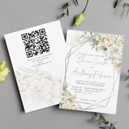 Invitación Todos los bodas florales blancos del marco platead