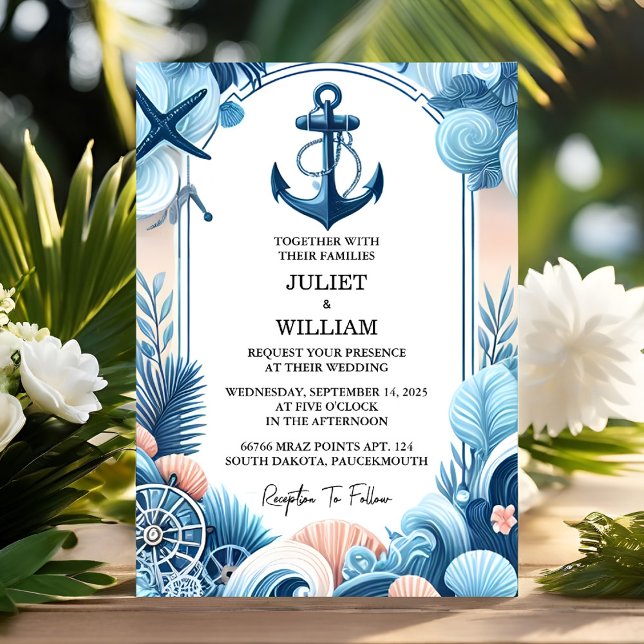 Invitación Todos los Bodas Náuticos Azules de la Marina de Ba (Subido por el creador)