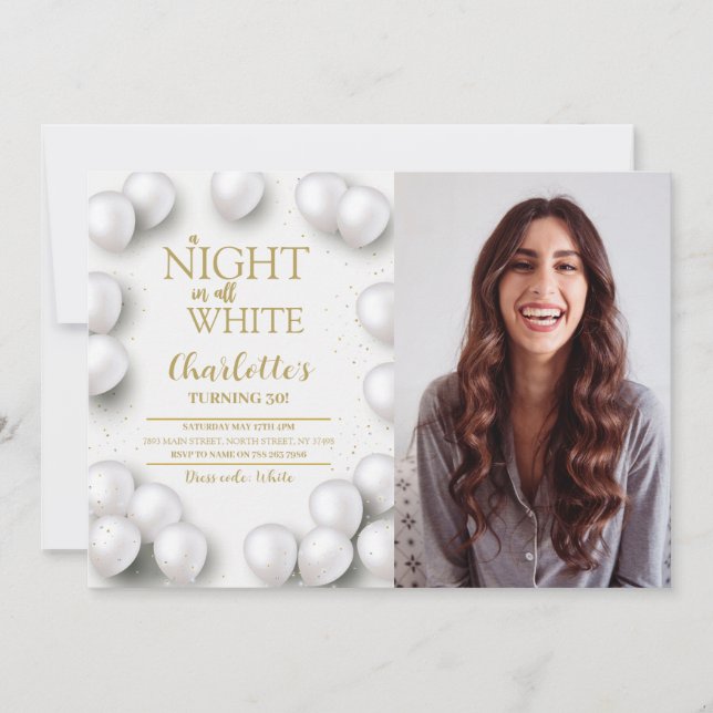 Invitación Todos Los Cumpleaños Blancos Una Noche En La Foto  (Anverso)