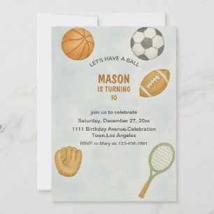 Invitación Todos los Deportes Vamos a Tener una Bola Cumpleañ
