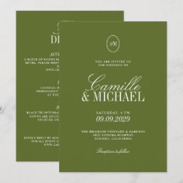 Invitación Todos los Detalles de Boda en Verde Oliva Modernos