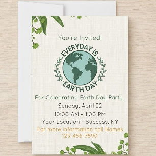 Invitación Todos los Días son el Día de la Tierra - Fiesta de