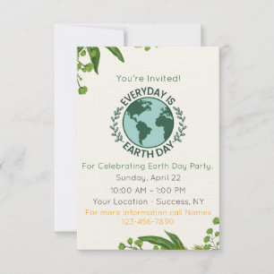 Invitación Todos los Días son el Día de la Tierra - Fiesta de