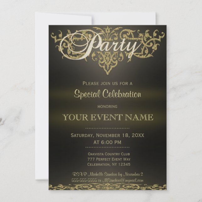 Invitación Todos los propósitos | Oro Ornamental (Anverso)