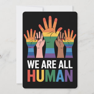 Invitación Todos somos humanos arcoiris LGBTQ Orgullo levanta