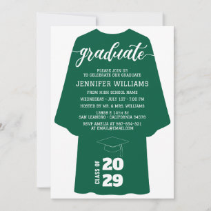Invitación Toga de Graduación Verde Minimalista Clase de 2026