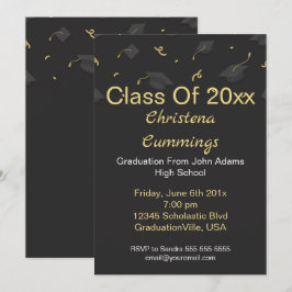 Invitación Toga y Confeti de Graduación