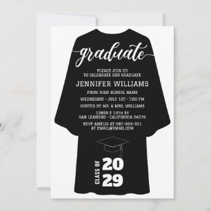 Invitación Toga y Gorro de Graduación Minimalista Clase de 20