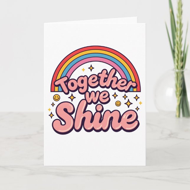 Invitación Together We Shine – Rainbow Retro Pride Quote (Anverso)