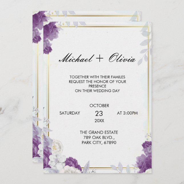 Invitación Together With Their Families Wedding Invitation Wo (Anverso / Reverso)