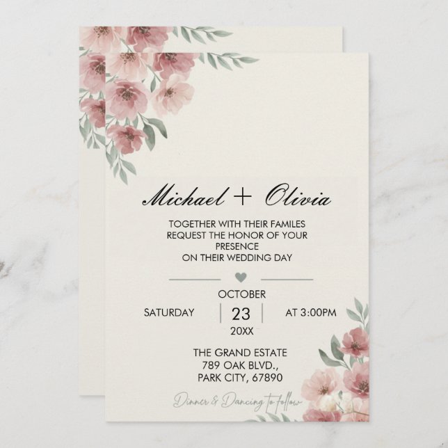 Invitación Together with Their Families Wedding Invitation Wo (Anverso / Reverso)