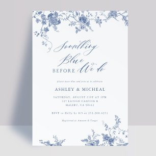 Invitación Toile Algo Azul antes de casar ducha
