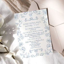 Invitación Toile Algo azul antes de hacer ducha de novia