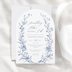 Invitación Toile Algo Azul Bridal Ducha Arco