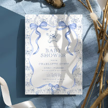 Toile Bear Blue Baby Shower