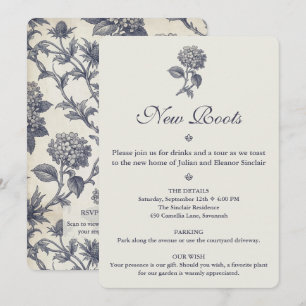 Invitación Toile Botánico Hortensia Cardo Marino Regalo de in