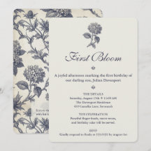 Toile Botánico Hydrangea Cardo Marino 1er Cumpleañ