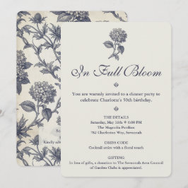 Invitación Toile Botánico Hydrangea Cardo Marino Cumpleaños 5