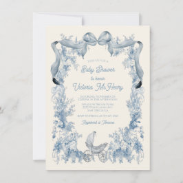 Invitación Toile De Joey Floral Bow Baby Shower