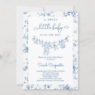 Invitación Toile De Jouy Baby Shower Boy
