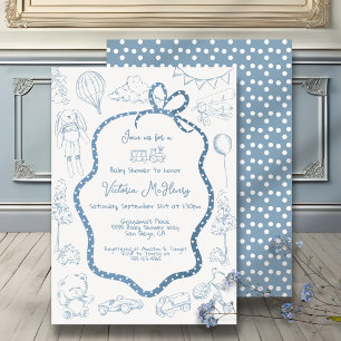 Invitación Toile de Jouy Baby Shower moderno