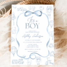 Toile De Jouy Blue Baby Shower