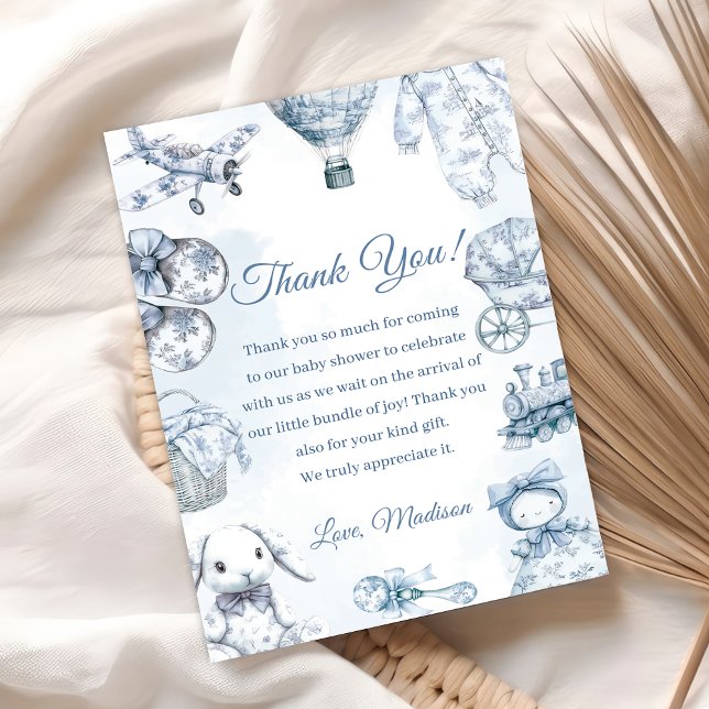 Invitación Toile De Jouy Blue Baby Shower Party (Subido por el creador)