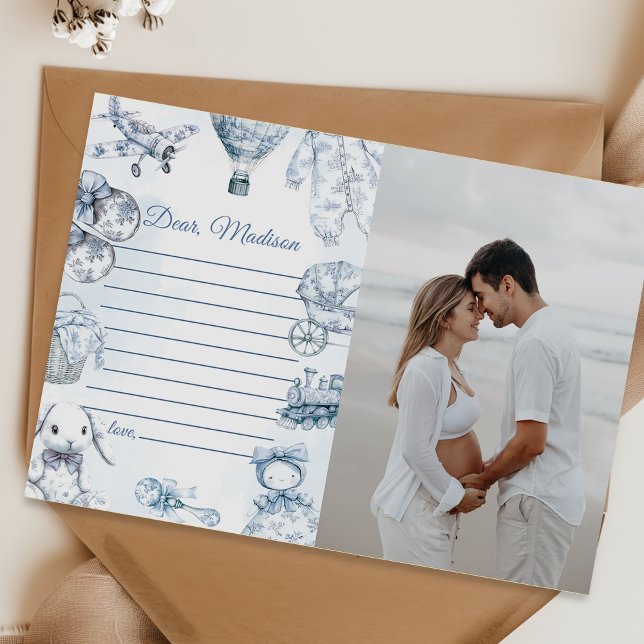 Invitación Toile De Jouy Blue Capsule Note Message Card (Subido por el creador)