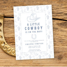 Toile de Jouy Blue Cowboy Baby Shower Occidental