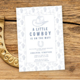 Invitación Toile de Jouy Blue Cowboy Baby Shower Occidental