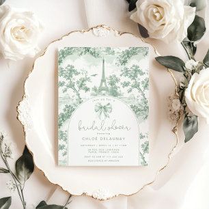 Invitación Toile de Jouy Bridal Bridal Sage French Bow Paris