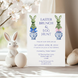 Invitación Toile De Jouy Bunny Easter Brunch y Huevos Hunt