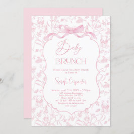 Invitación Toile De Jouy Chica Baby Shower Brunch con Bow