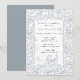 Invitación Toile De Jouy Chinoiserie Niño Baby Shower
