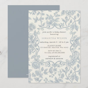 Invitación Toile De Jouy Chinoiserie Niño Baby Shower
