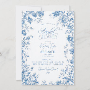Invitación Toile De Jouy Floral Bridal Francés