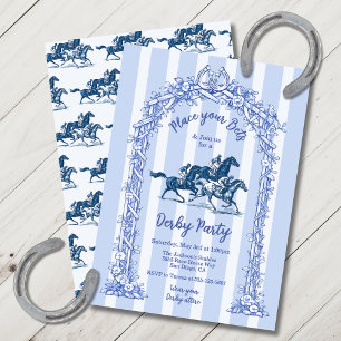 Invitación Toile de Jouy moderna para fiesta de Derby de Joey