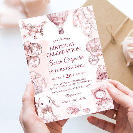 Invitación Toile De Jouy Pink Girl Birthday Party